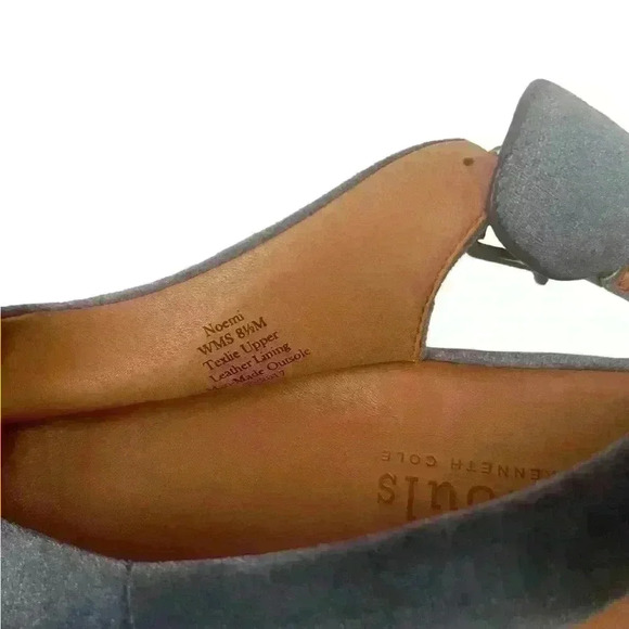 Gentle Souls by Kenneth Cole Noemi Blue Velvet Slingback Demi Wedge Sandals 8.5 - Picture 9 of 10